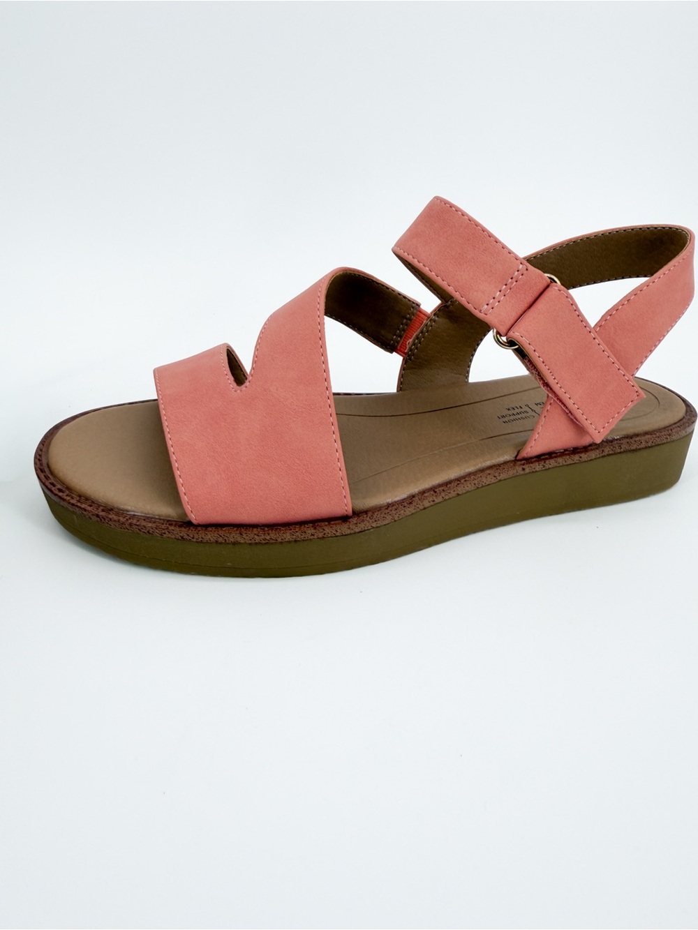 LifeStride Waverly Strappy Platform Sandals Hook & Loop Coral Pink 6W WIDE NEW - Picture 15 of 16